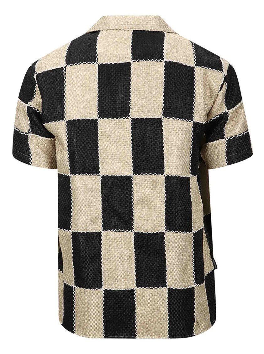 Andersson Bell Beige And Black Patchwork Shirt