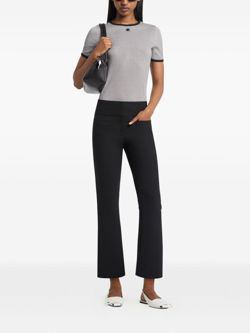 Courrèges Fitted Short-Sleeved Top With Houndstooth Pattern