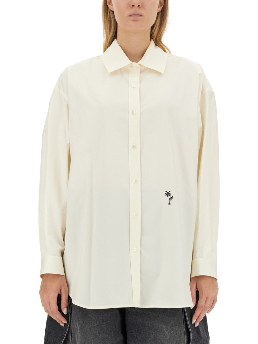 palm angels dress shirt Palm Angels Palm angels black shirt dress|PWDG006S23FAB0021010