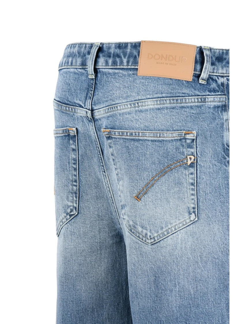 Dondup Beatrix Wide Leg Jeans With Faded Denim Wash