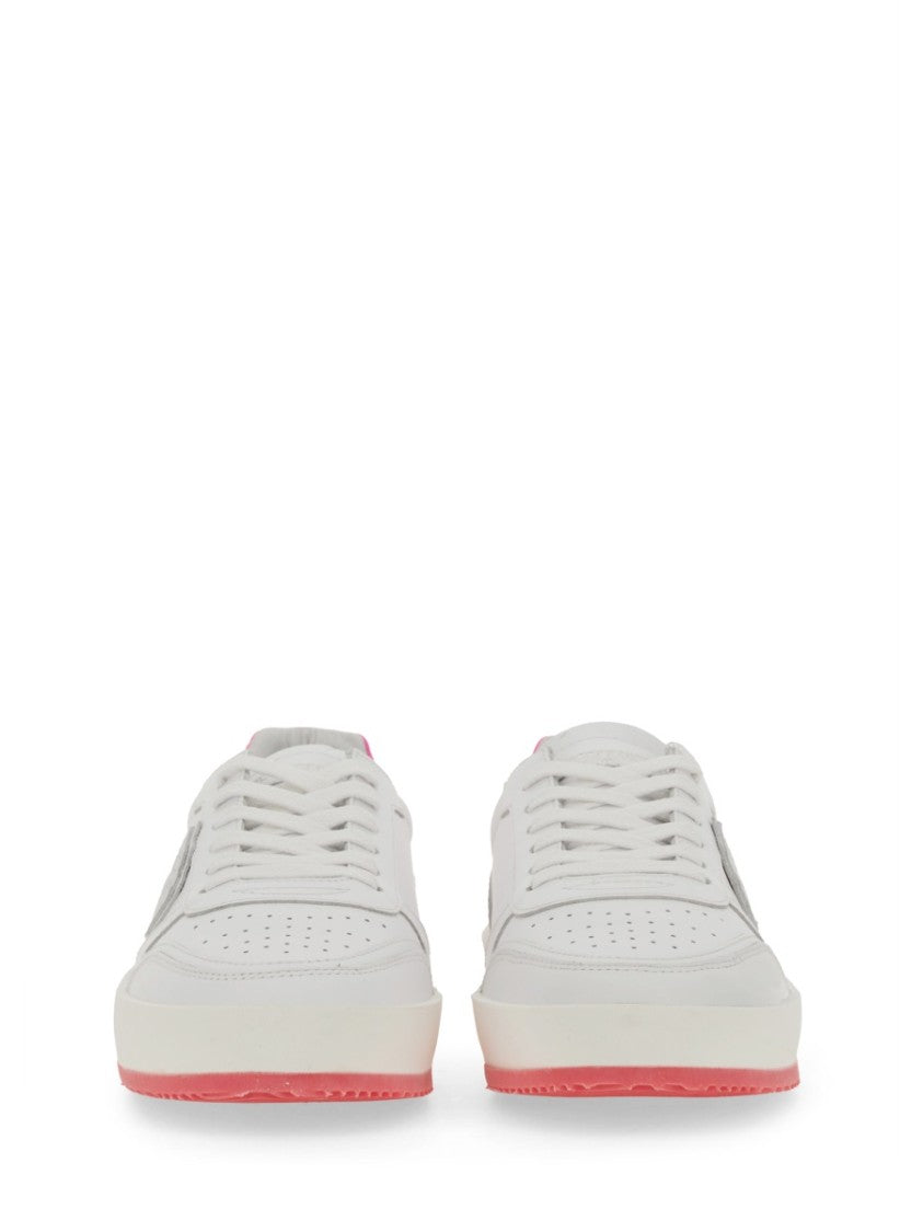 Philippe Model White Sneakers With Contrasting Pink Accents
