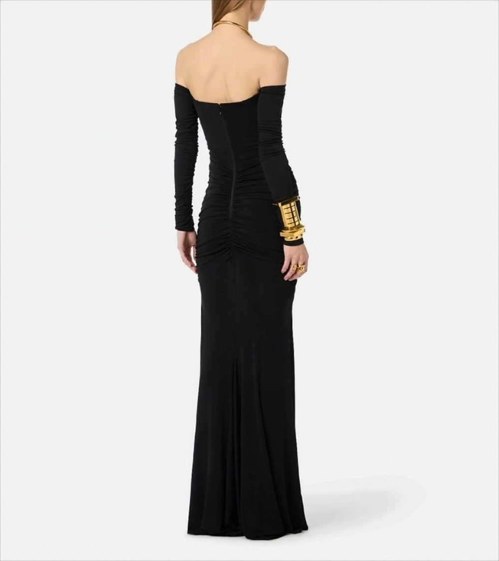 Elisabetta Franchi Red Carpet Dress In Crêpe Jersey With Drapes