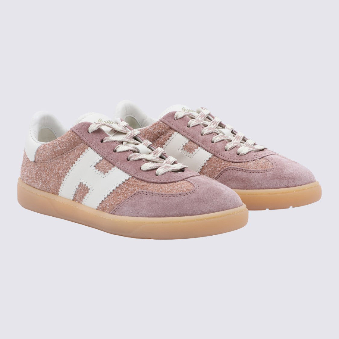 Hogan Dusty Pink Suede Sneakers With Iconic 'H' Logo
