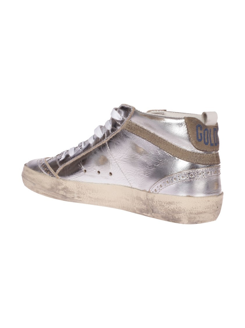Golden Goose Mid Star Model Silver Leather Sneakers