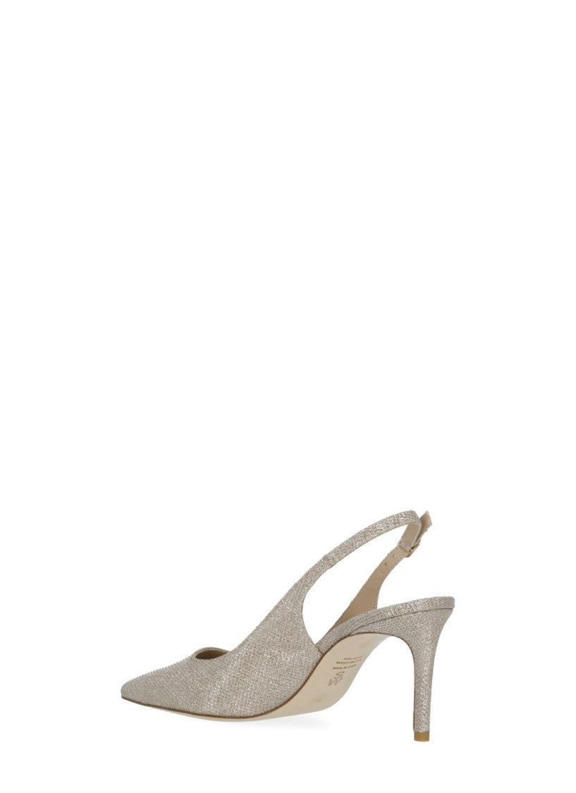 Stuart Weitzman Gold Stuart Power Lurex Slingback Pumps