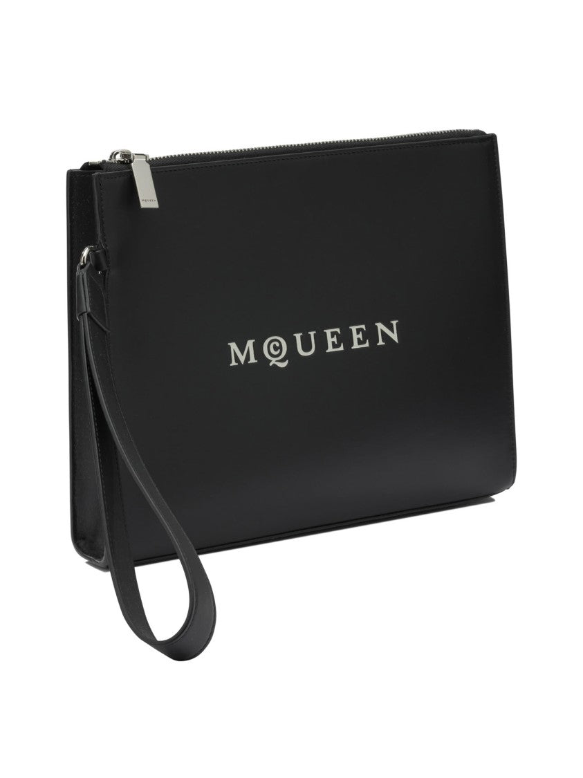 Alexander Mcqueen Rectangular Leather Pouch With Metallic Logo Detail