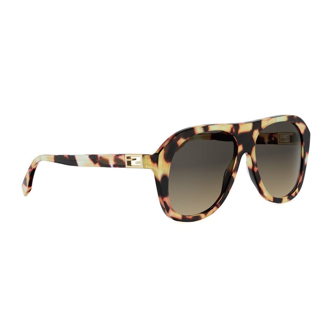 Fendi Havana Tube Bold Oversized Acetate Sunglasses