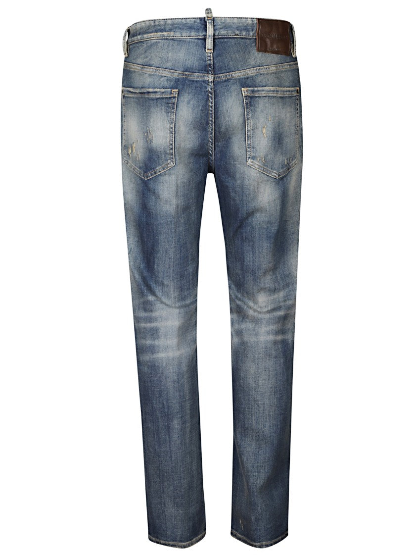 Dsquared2 Faded Blue Distressed Jeans With Five-Pocket Design