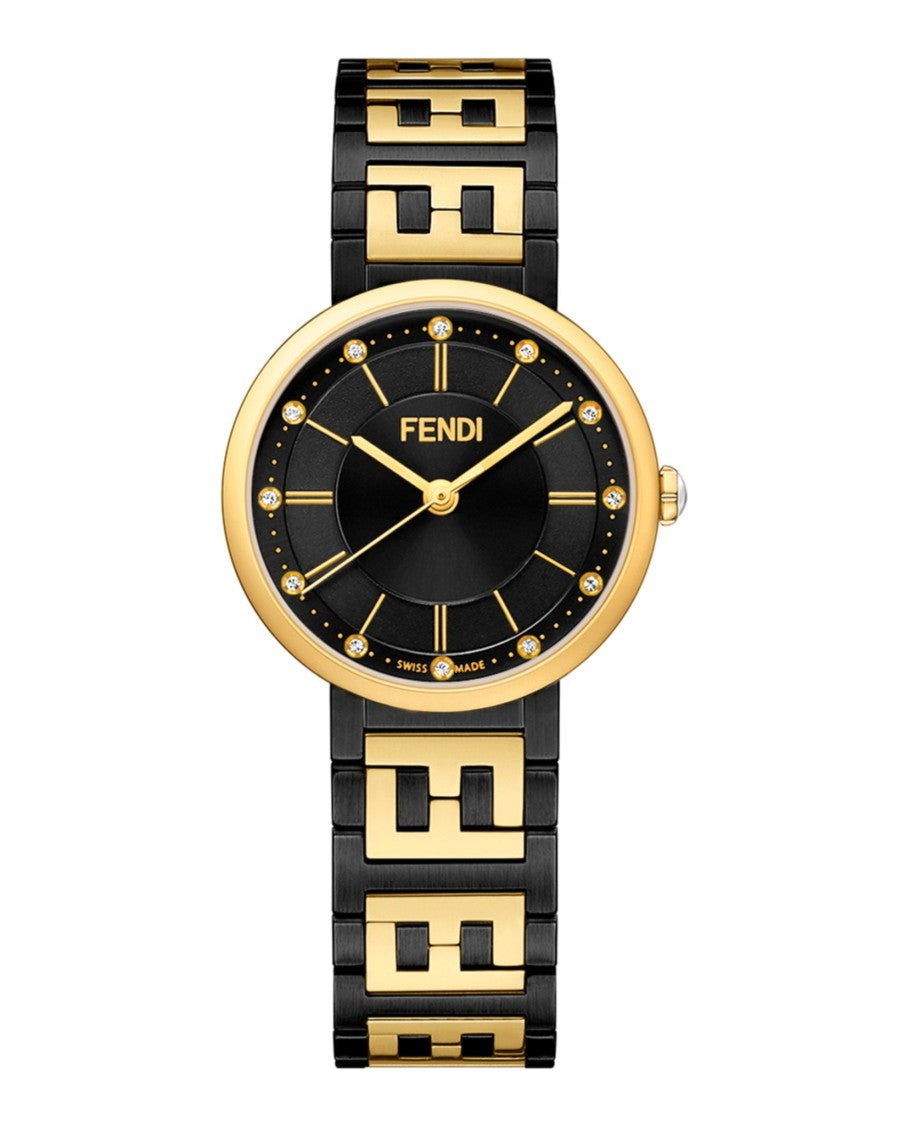 Fendi Two-Tone Diamond-Embellished Swiss Watch With Folding Clasp