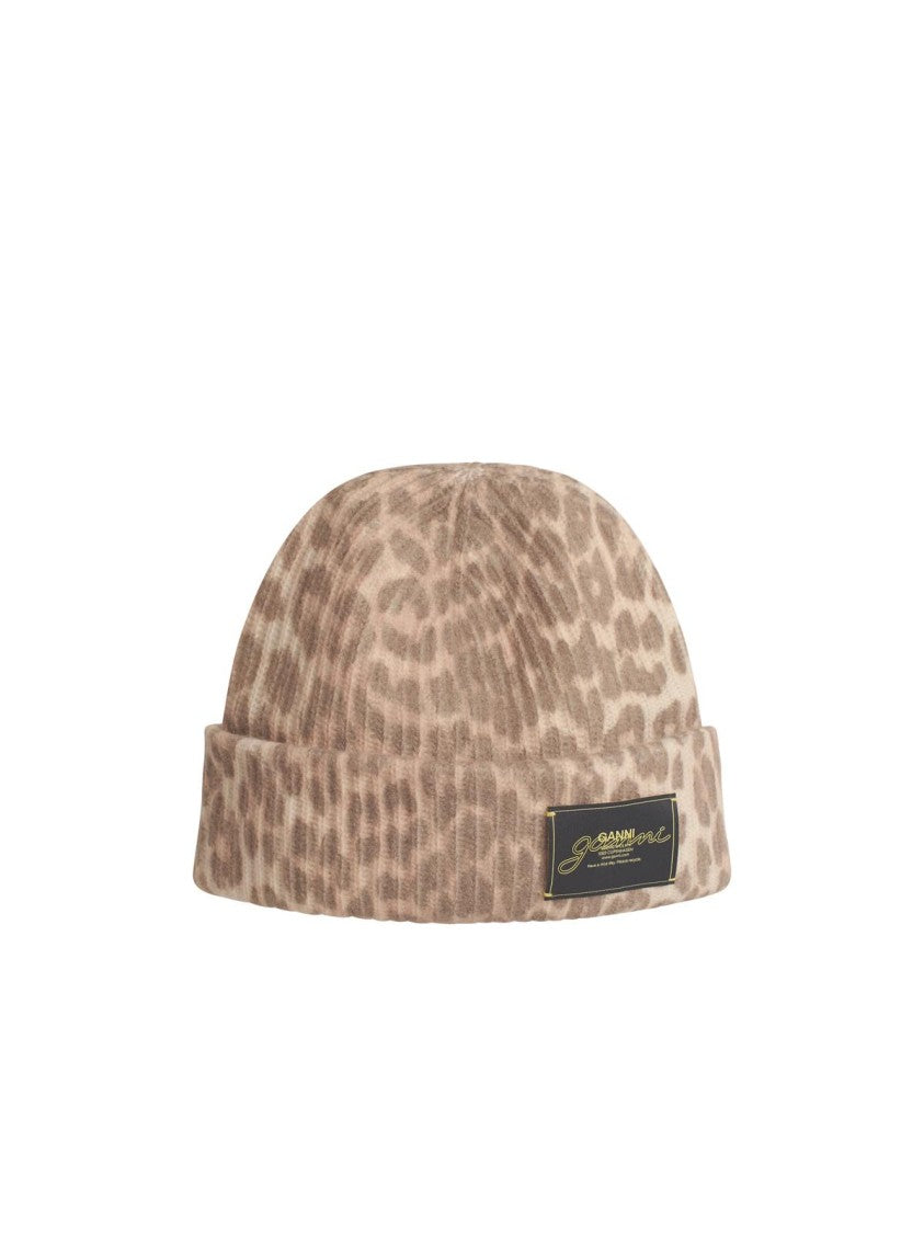 Ganni Leo' Multicoloured Wool Blend Beanie