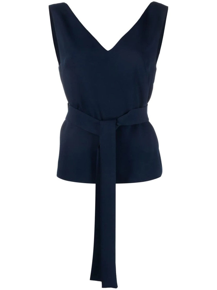 P.A.R.O.S.H. Deep V-Neck Blouse With Waist Tie