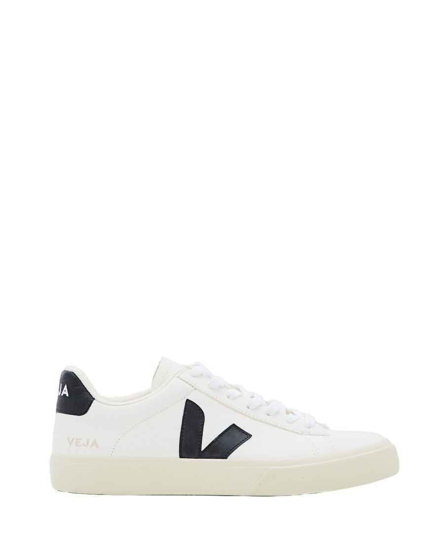 Veja White Campo Leather Rubber Sole Sneakers