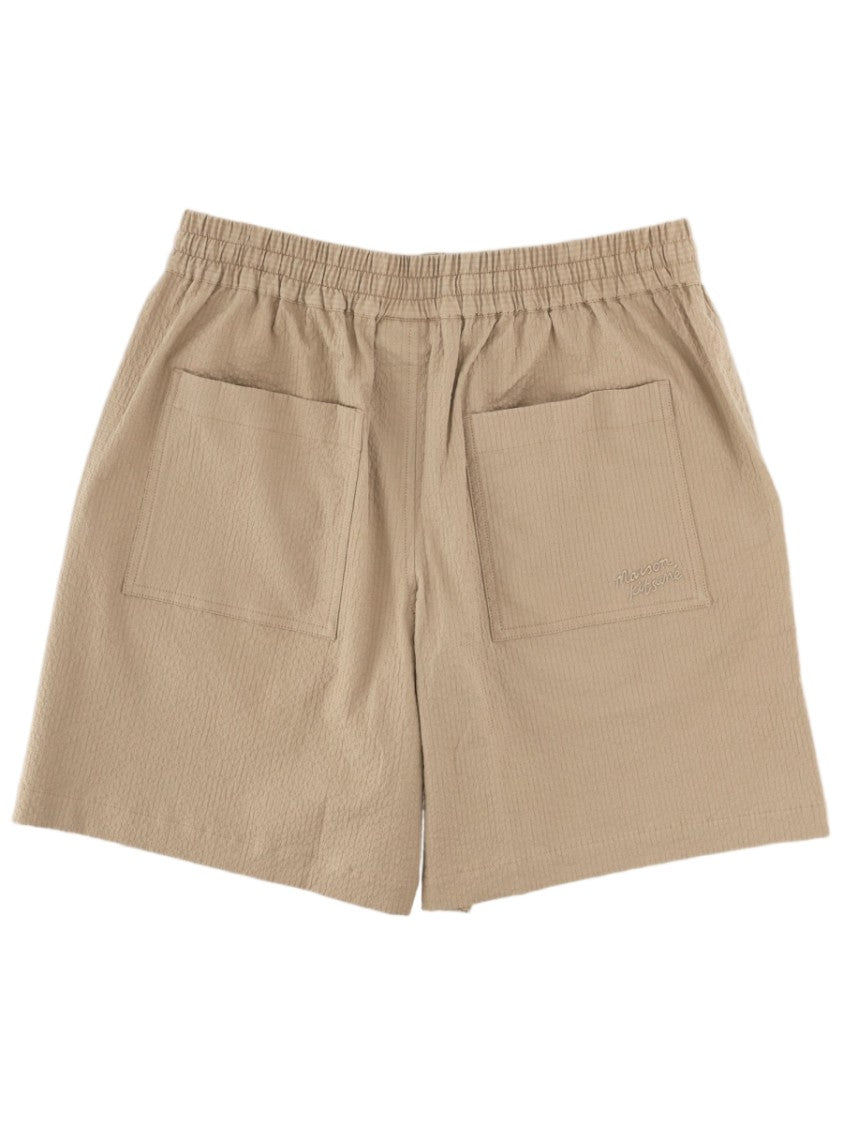 Maison Kitsuné Relaxed Fit Textured Drawstring Denim Shorts