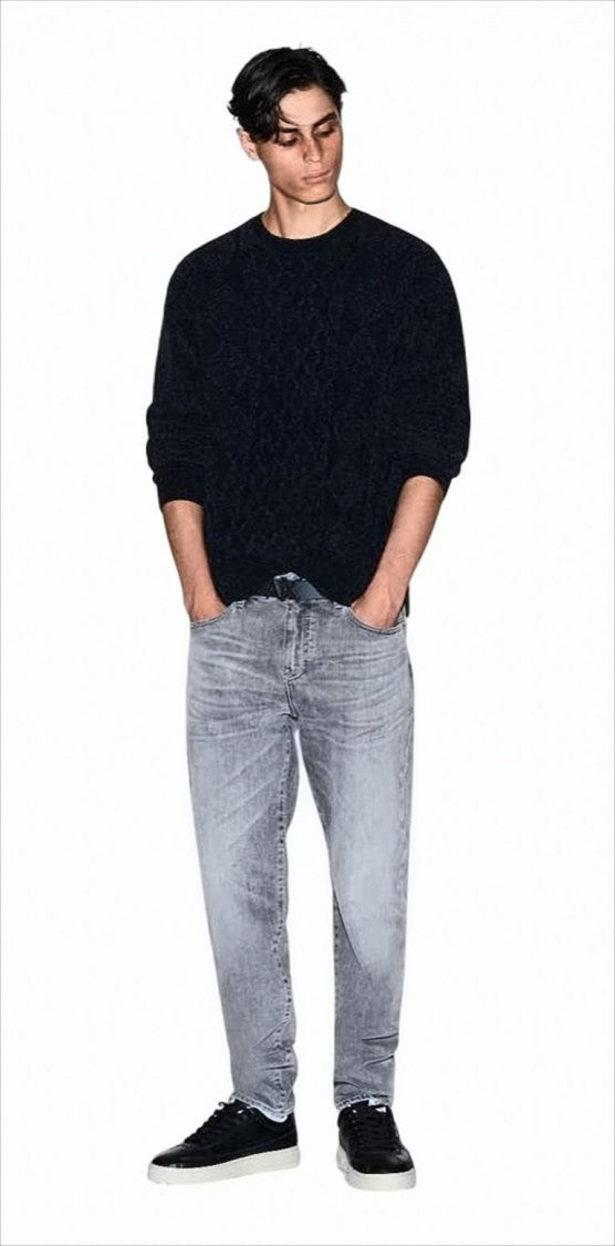 Armani Exchange Textured Knit Crew-Neck Sweater With Ribbed Details