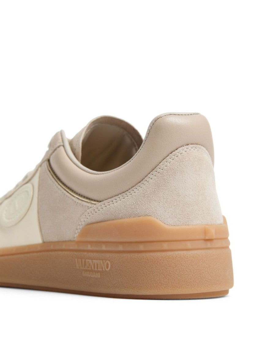 Valentino Beige Suede And Leather Sneakers