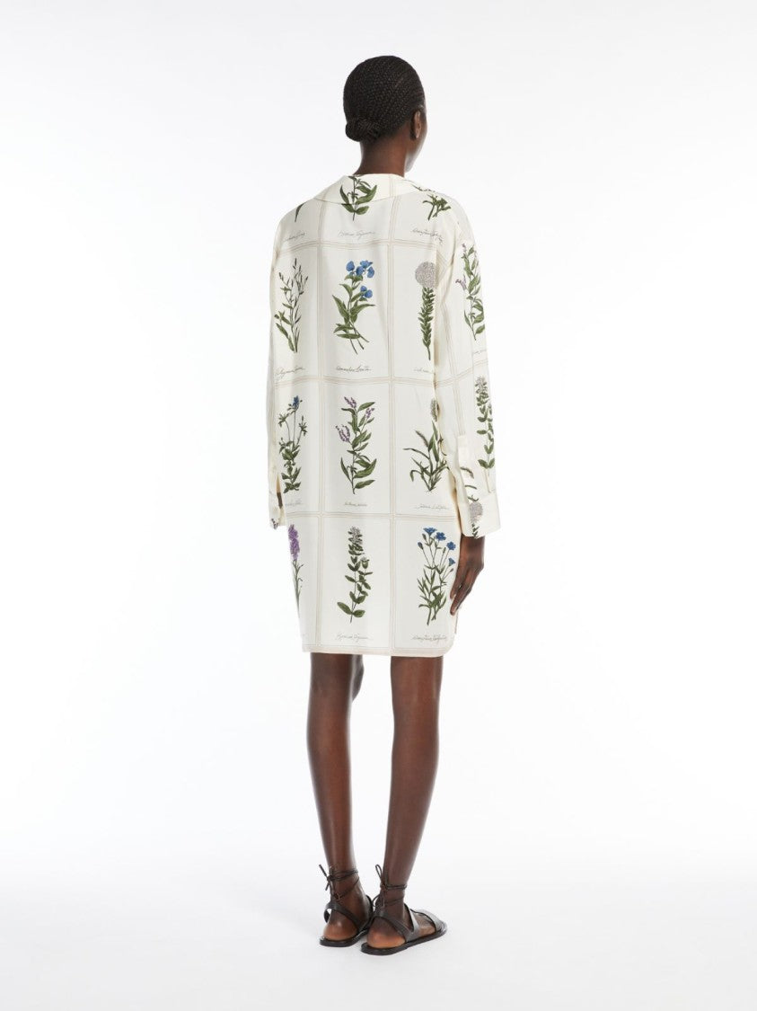 Max Mara Short Chemisier Dress In Pure Silk Crêpe De Chine