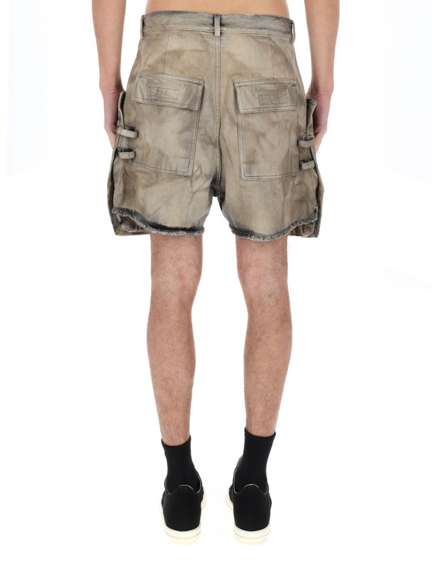 Drkshdw By Rick Owens Stefan Cotton Marbled Cargo Shorts