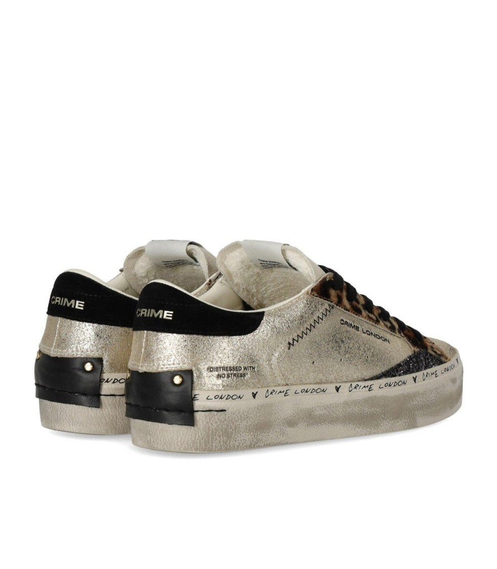 Crime London Distressed Platform Gold Sneaker