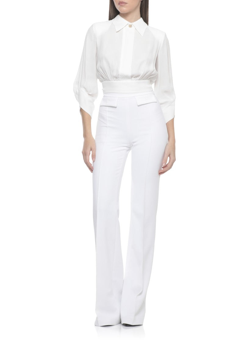 Elisabetta Franchi Ivory Viscose Embroidered Blouse