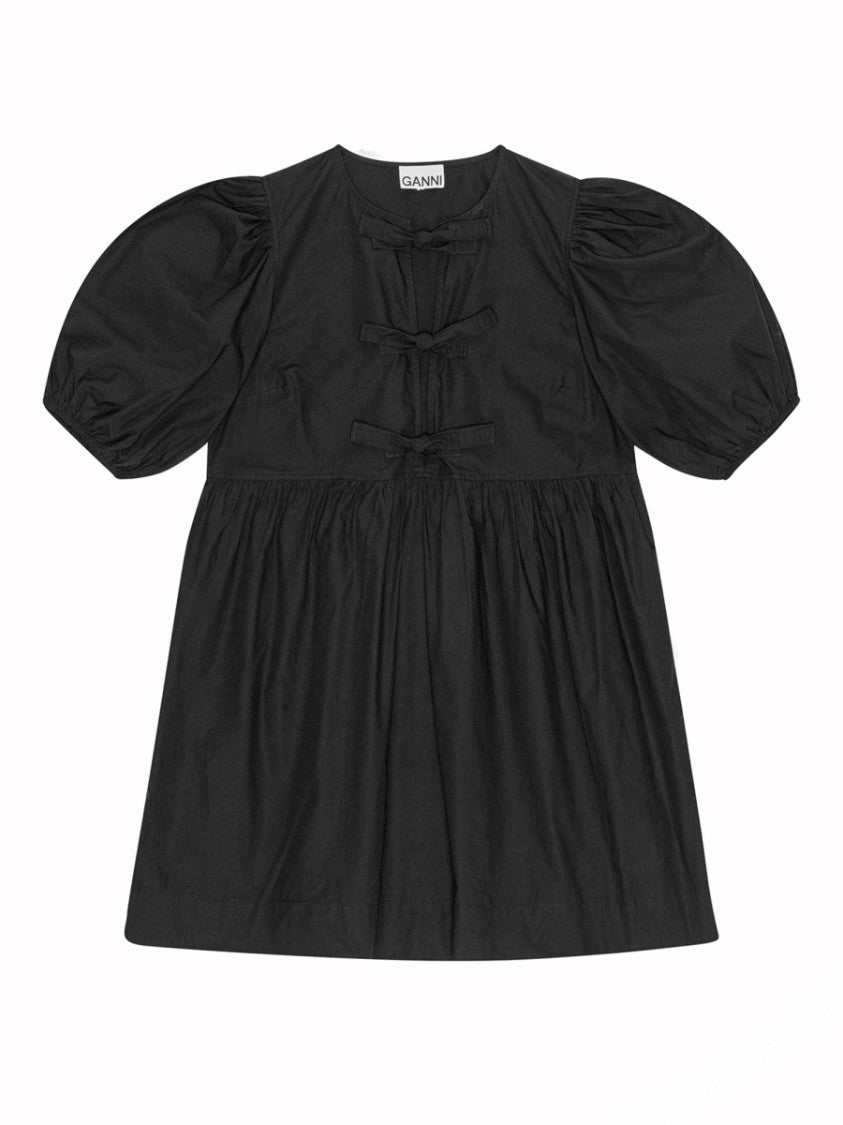 Ganni Organic Cotton Voluminous Bow Mini Dress
