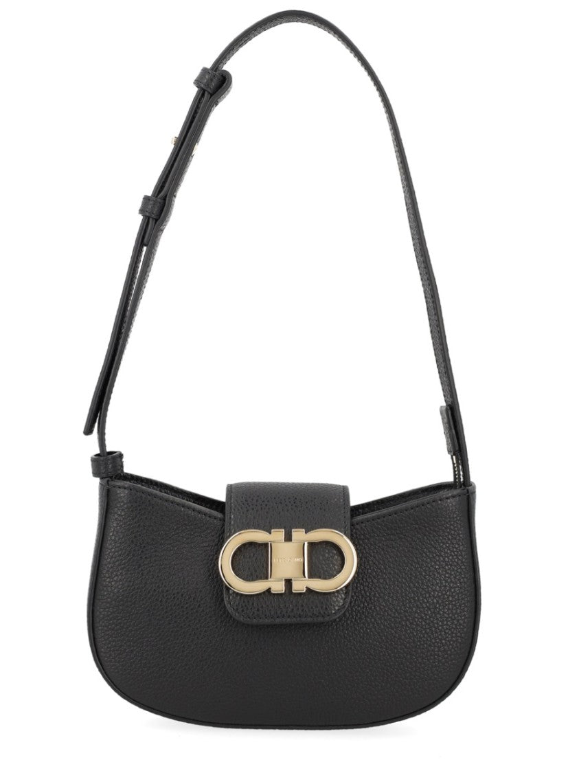 Ferragamo Black Gabry Calf Leather Shoulder Bag
