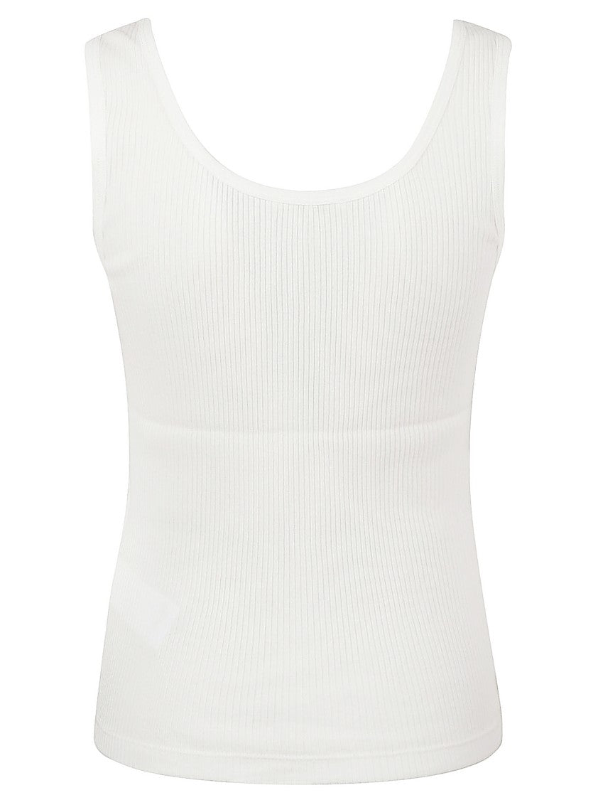 Chloé Sleeveless Ribbed Knit Top With Square Neckline
