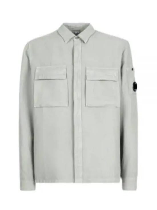 C.P. Company Grey Long-Sleeve Shirt With Classic Collar And Flap Pockets