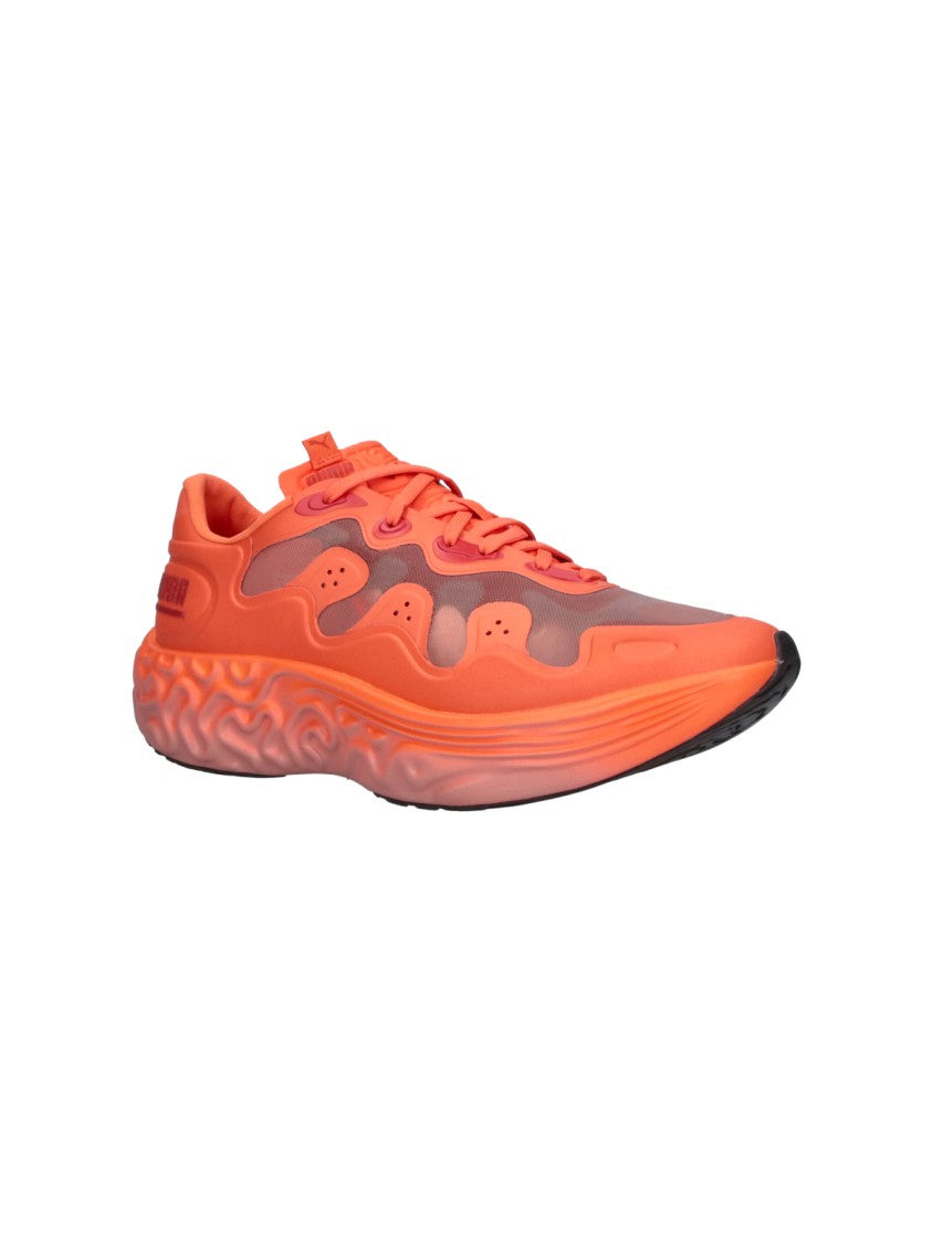 Puma Orange Velum 2 Nitro Textured Rubber Sole Fabric Sneakers