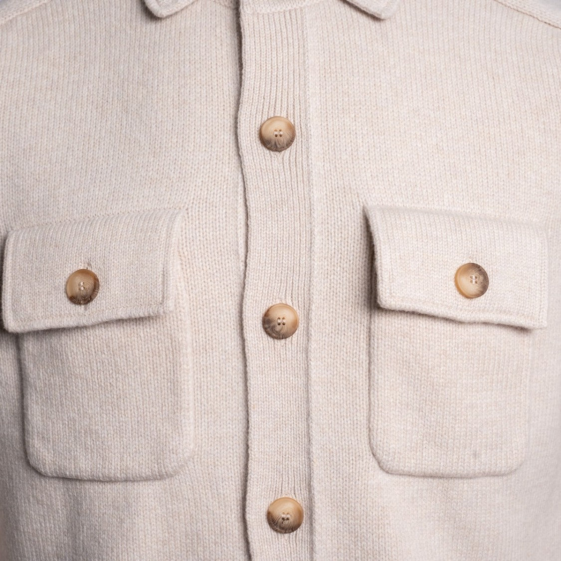 Paolo Fiorillo Capri Beige Knit Jacket With Classic Collar