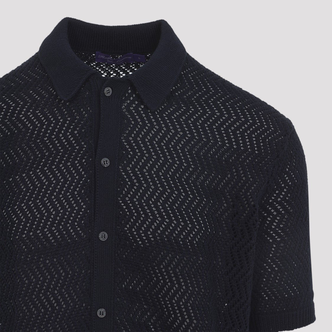 Ralph Lauren X Purple Label Classic Charmain Navy Blue Short Sleeves Polo Cardigan