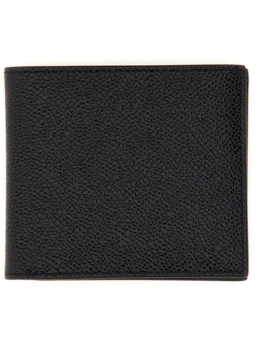 Thom Browne Textured Black Calf Leather Bi-Fold Wallet
