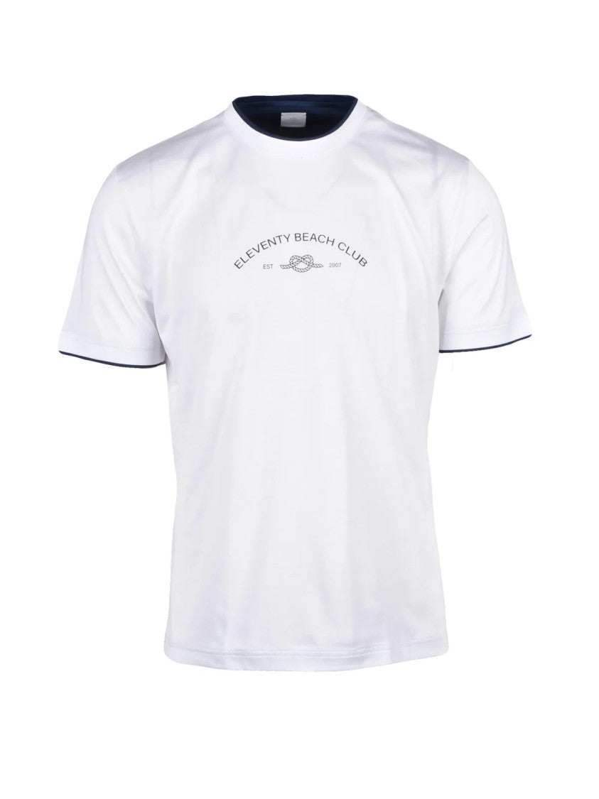 Eleventy White Blue Cotton Men T-Shirt
