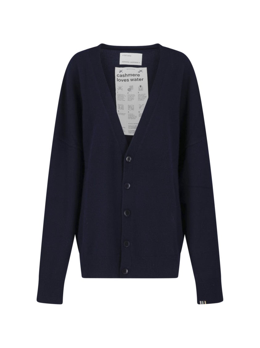 Extreme Cashmere Blue Simo V-Neck Cashmere Button Cardigan