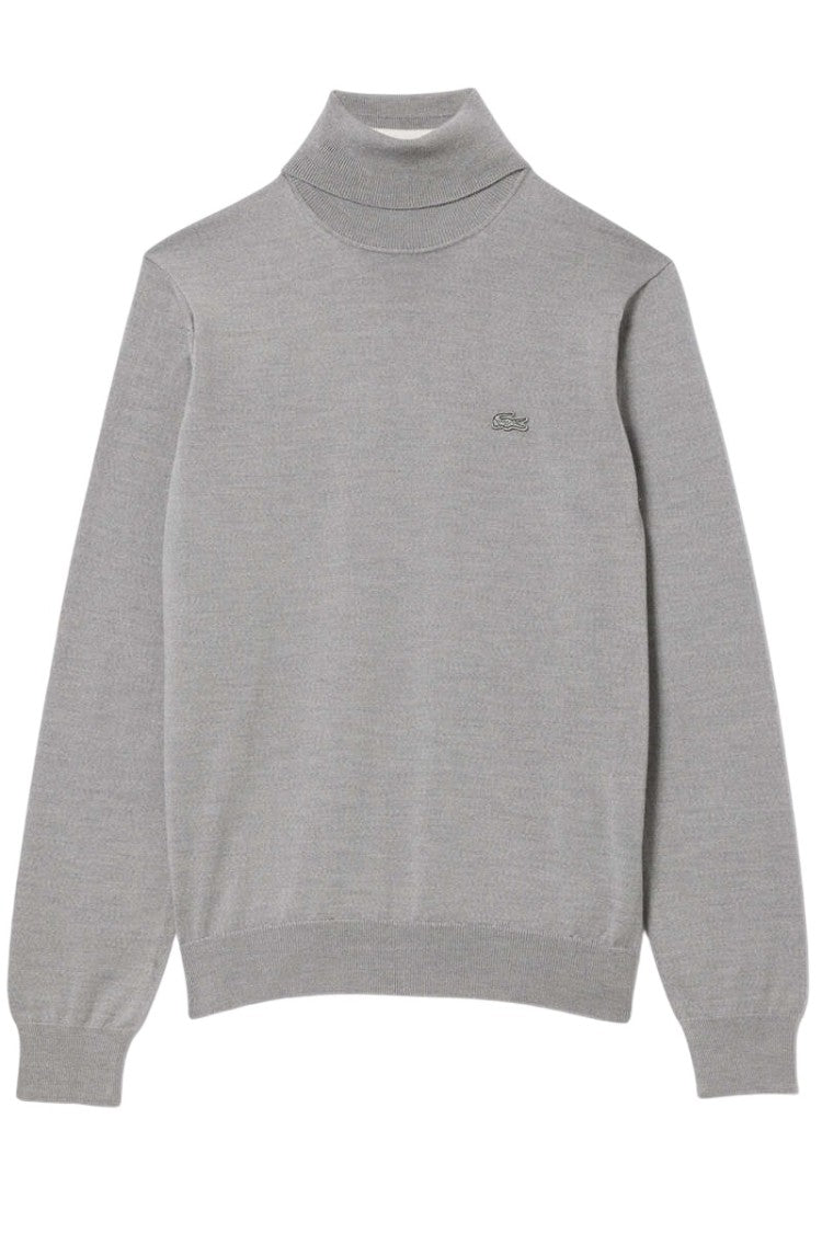 Lacoste Fine-Knit Grey Sweater With Turtleneck