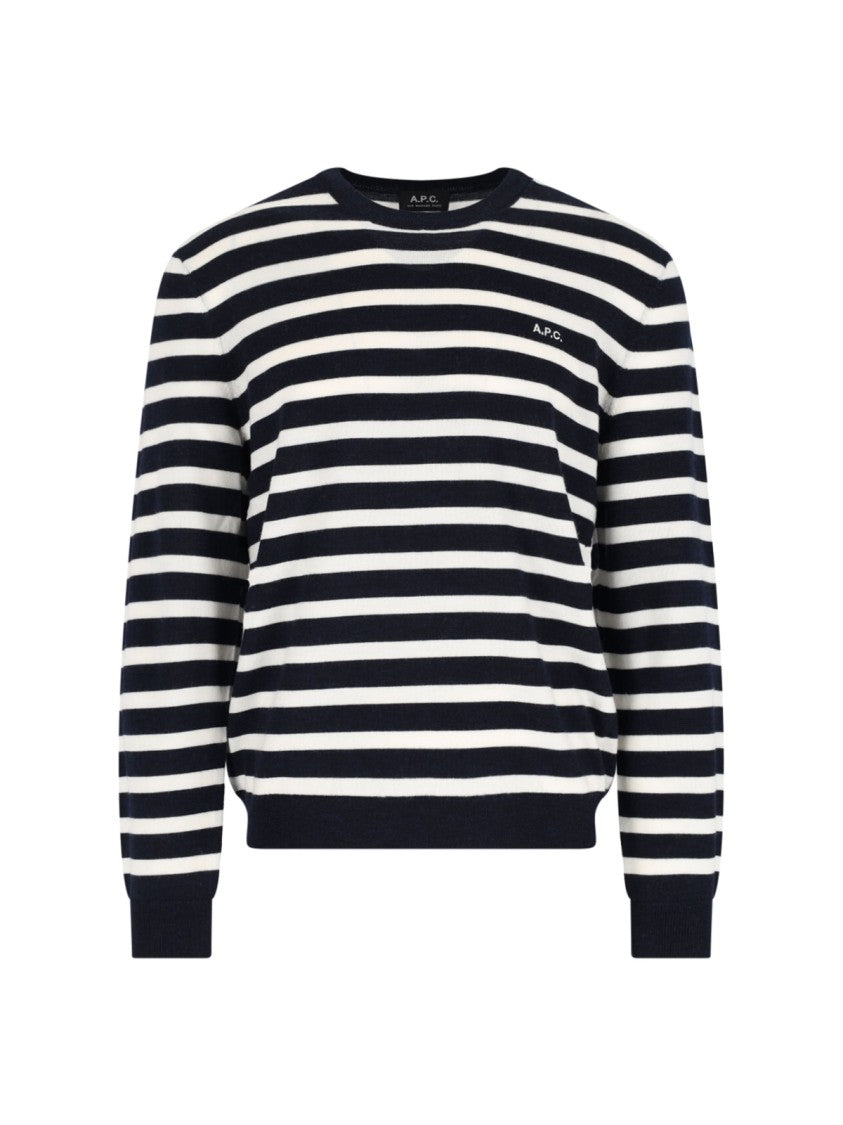 A.P.C. Classic Striped Knit Sweater With Round Neckline