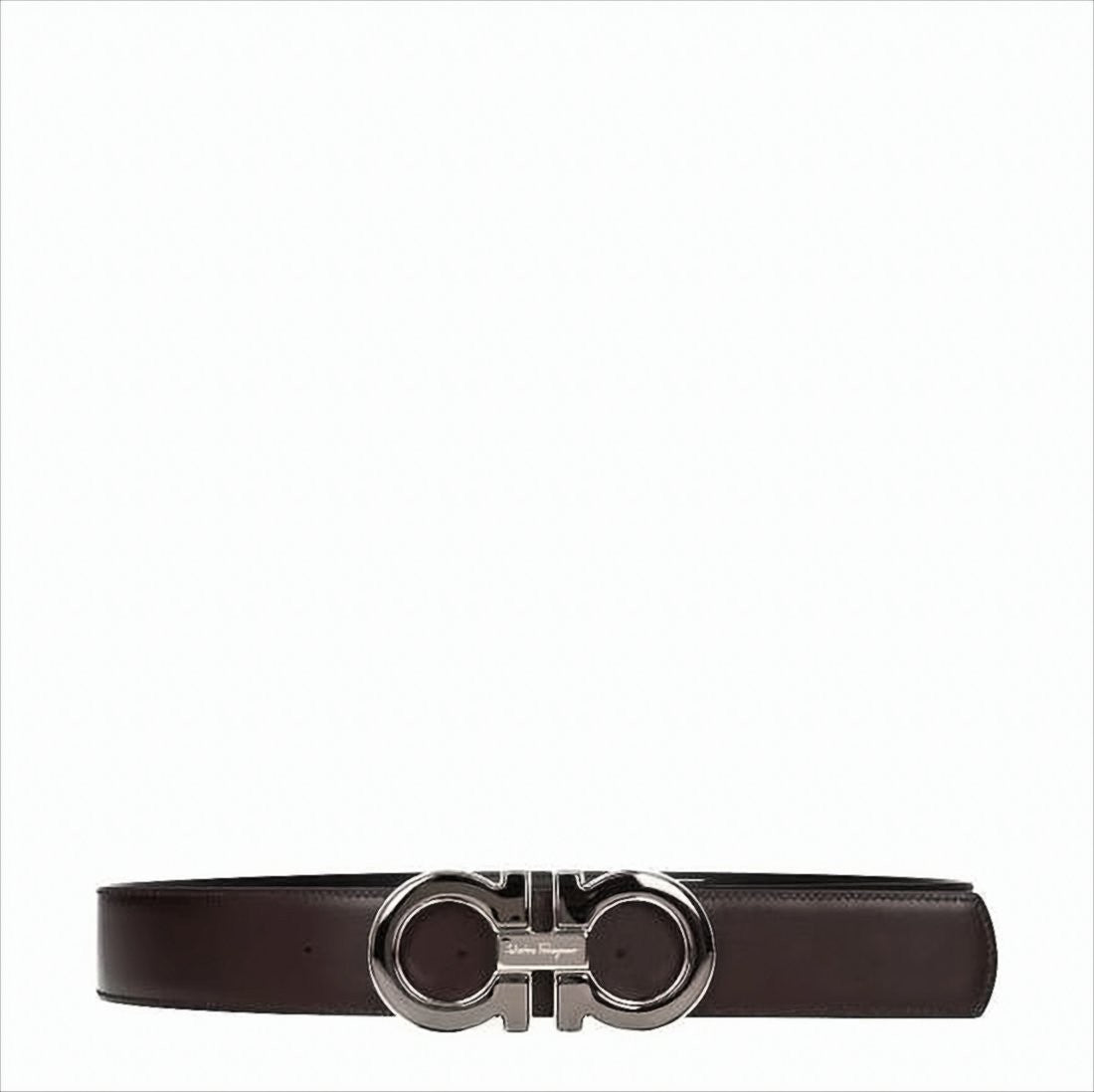 Salvatore Ferragamo Smooth-Finish Calfskin Belt With Double-Ring Metallic Buckle