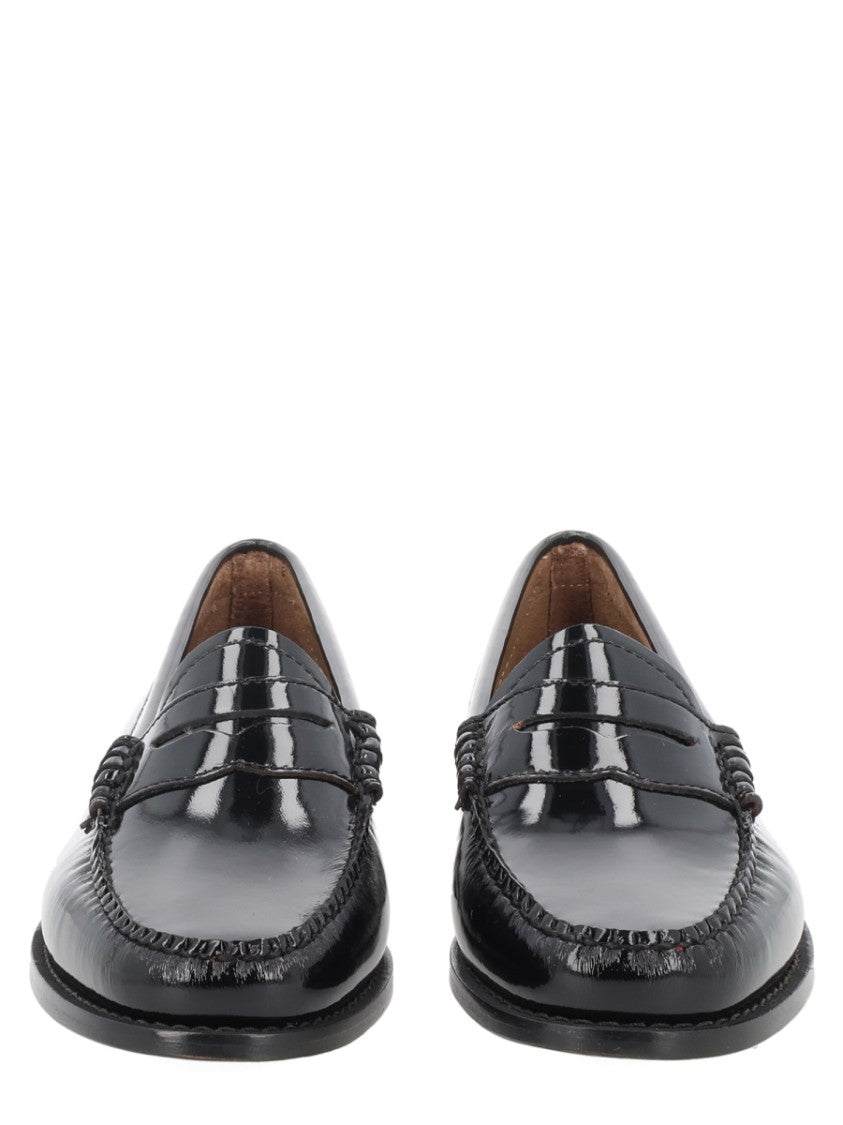 G.H. Bass Black Polished Leather Penny Loafers