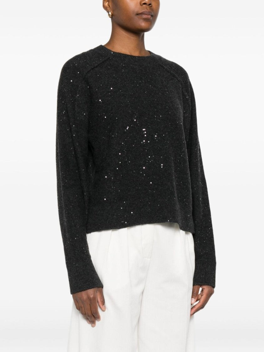 Antonelli Relaxed Fit Gray Sweater With Sparkling Sequins