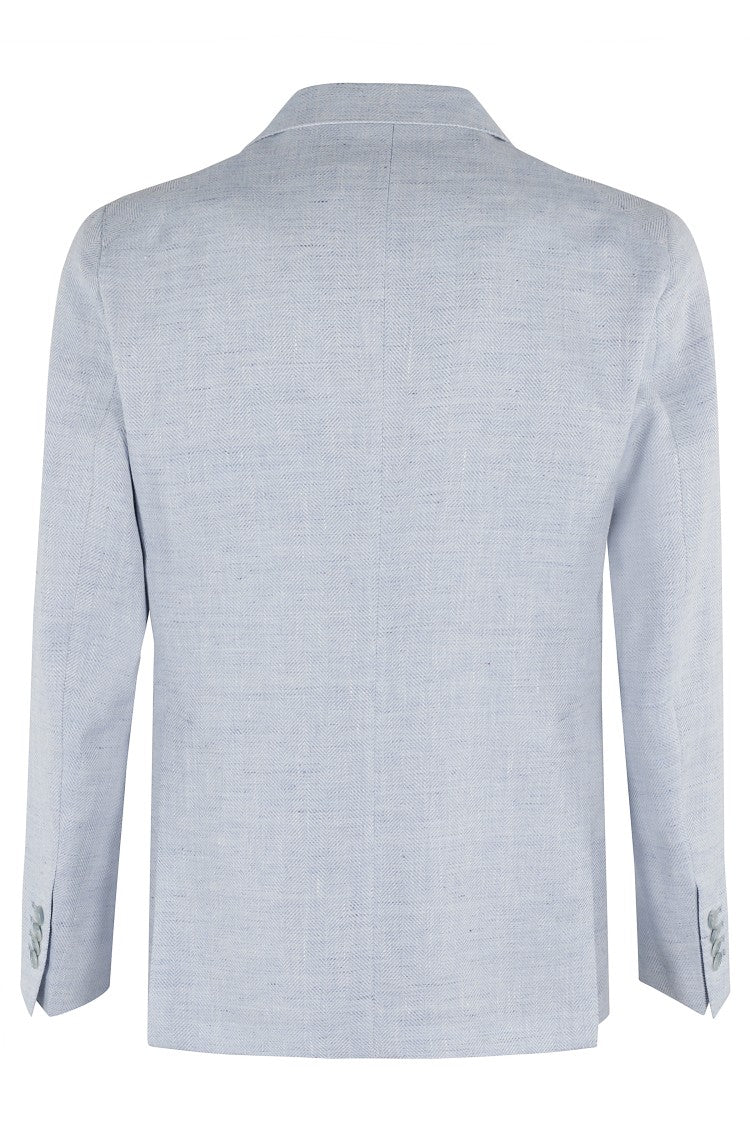 Tagliatore Single Breasted Herringbone Wool Linen Lance Jacket