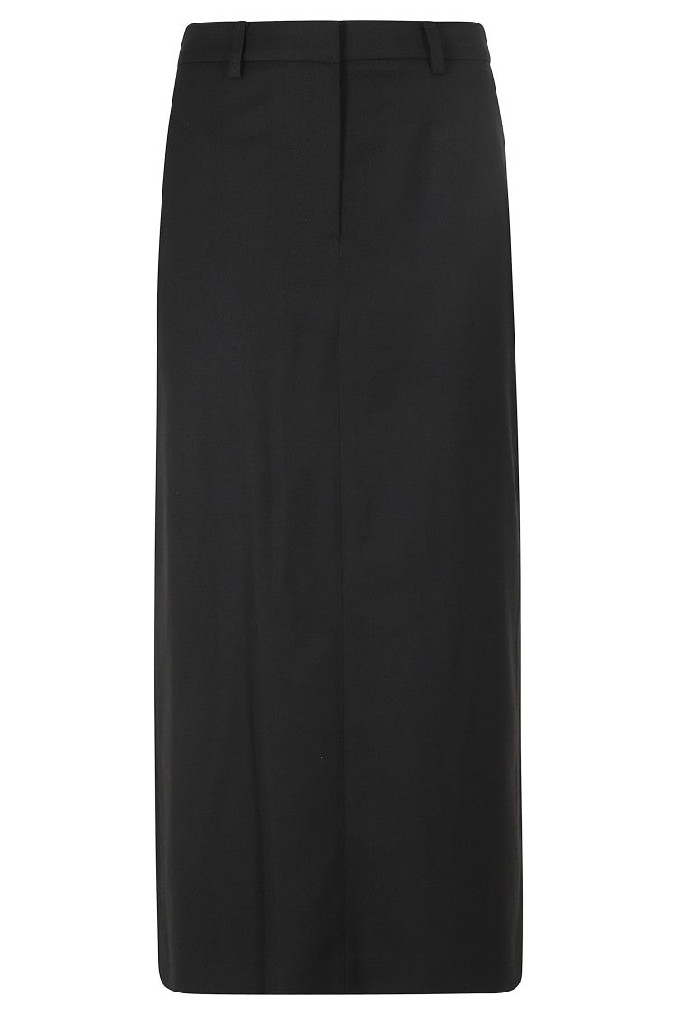 Dunst H-Line Midi Skirt With Neat Drape And Logo Embroidery
