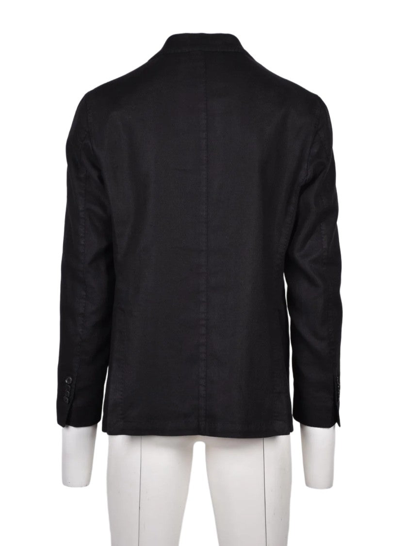 L.B.M. 1911 Black Linen Cotton Men Blazer Jacket