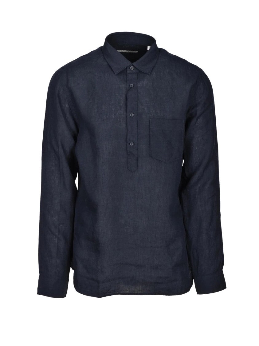 Baturo Black Linen Button-Down Shirt