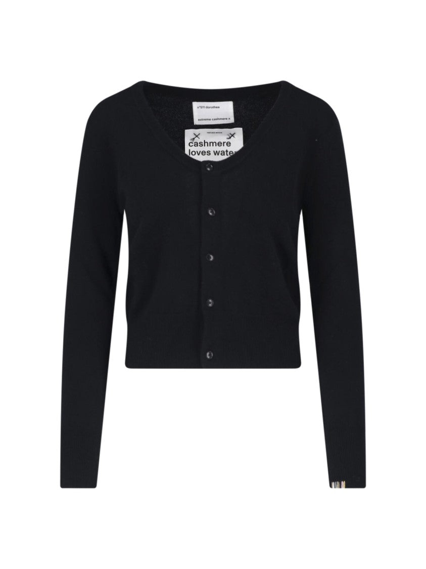 Extreme Cashmere Black Dorothea Round-Neck Cashmere Zip Cardigan