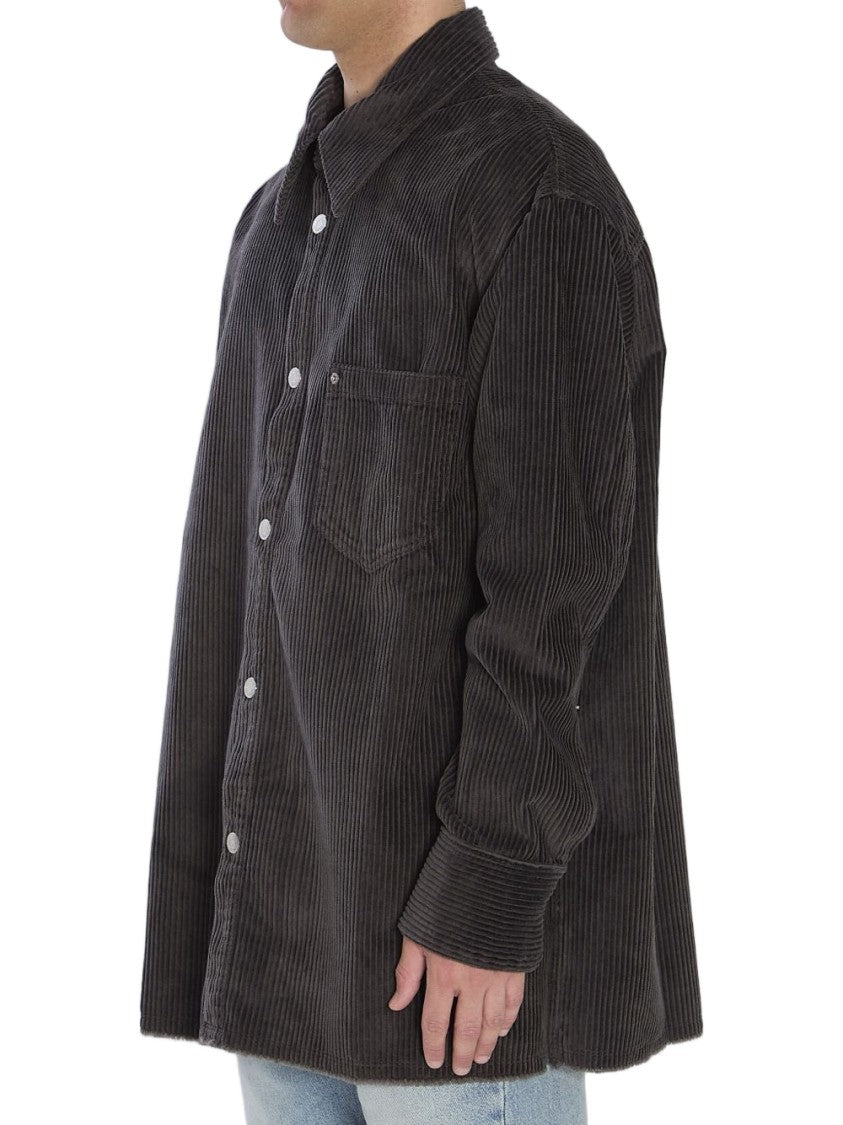 Ami Paris Anthracite Grey Corduroy Patch Pocket Shirt