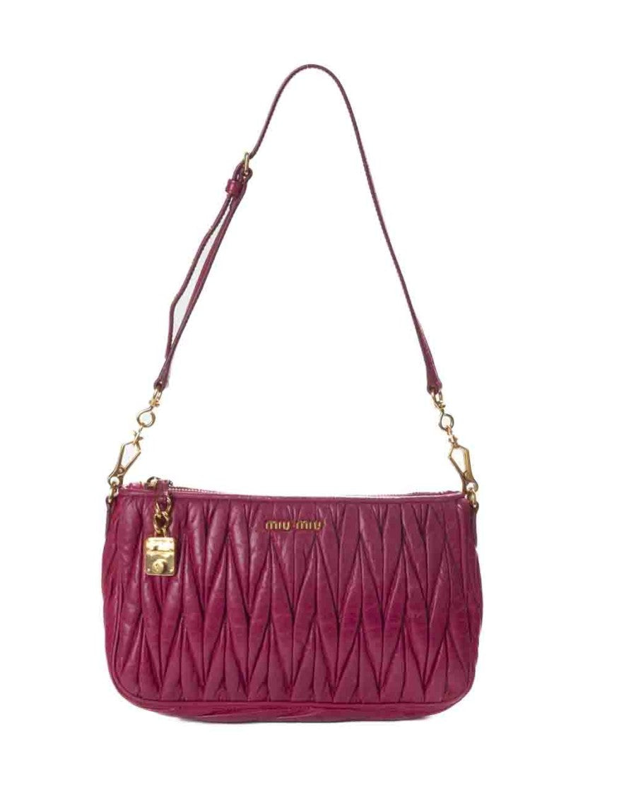 Miu Miu Pink Matelassè Small Leather Clutch