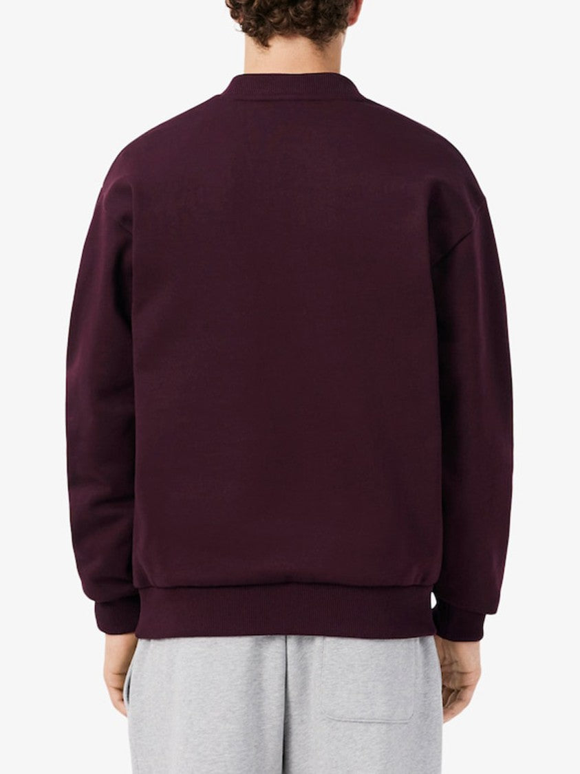 Lacoste Bordeaux Embroidered Logo Cotton Sweatshirt