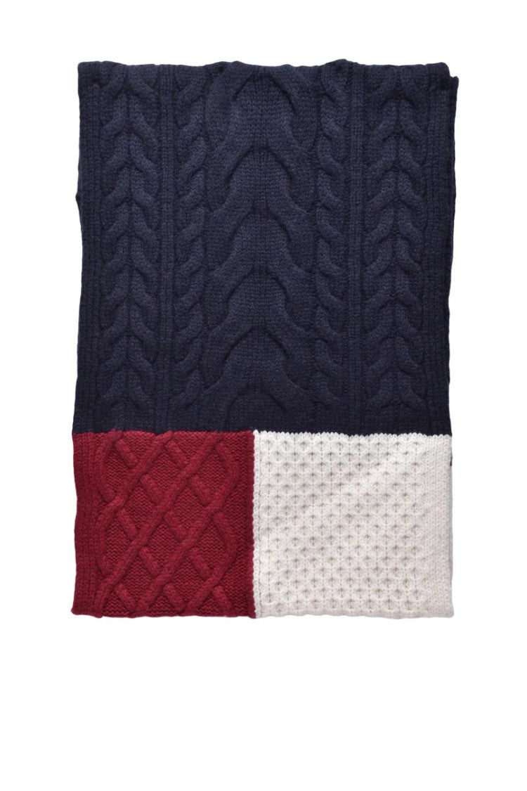 Tommy Hilfiger Cable Knit Scarf With Color-Block Design And Textured Patterns
