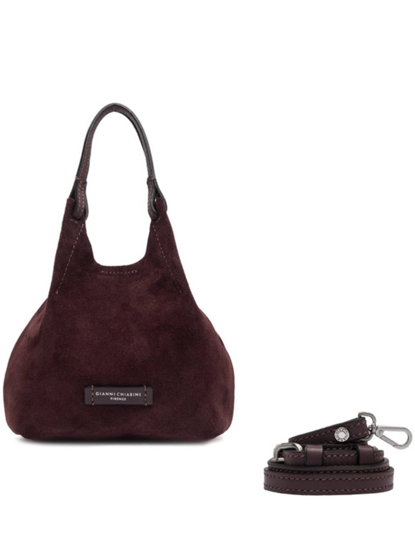 Gianni Chiarini Burgundy Suede Shoulder Bag With Versatile Handles