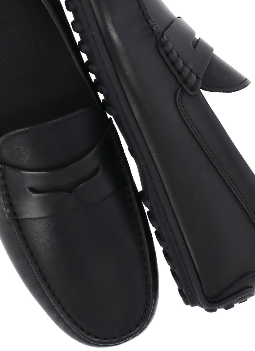 Tod's Black Embossed Logo Loafers