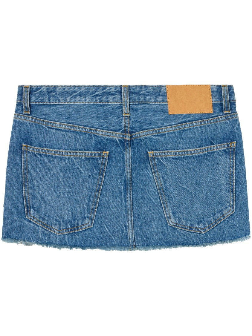 Alanui Denim Mini Skirt With Raw Hem